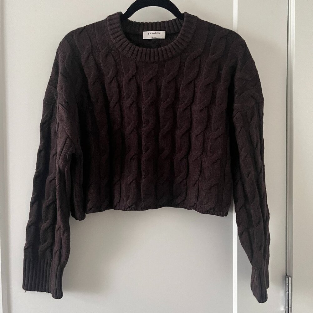 Aritzia Cropped Cable Knit Sweater